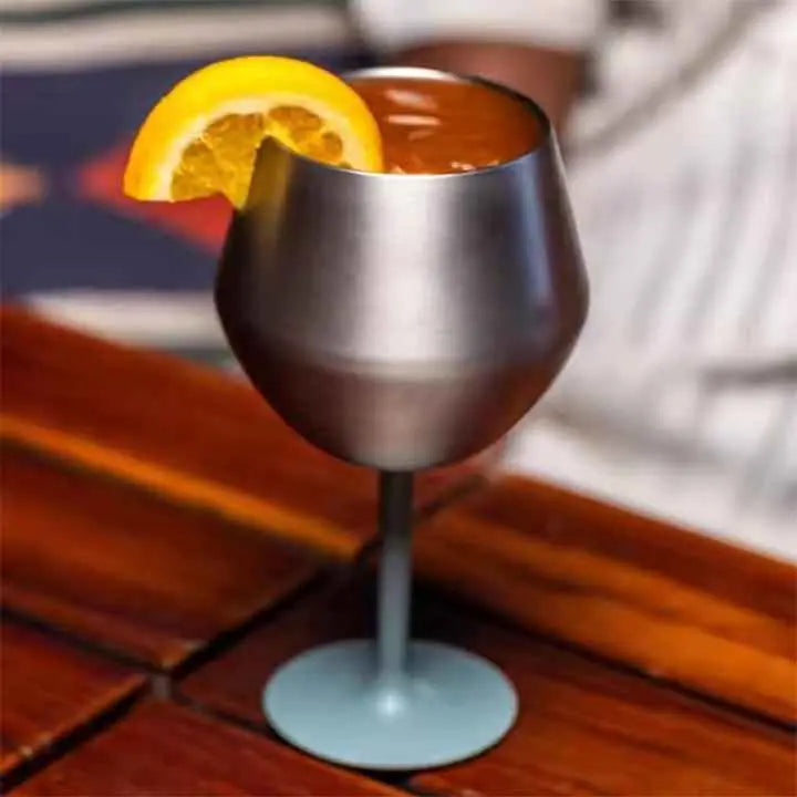 2 Pcs White Detachable Stainless Steel Wine Glass - 14oz (420ml) Portable Stemmed Goblet for Outdoors & Travel Wholesale Hub