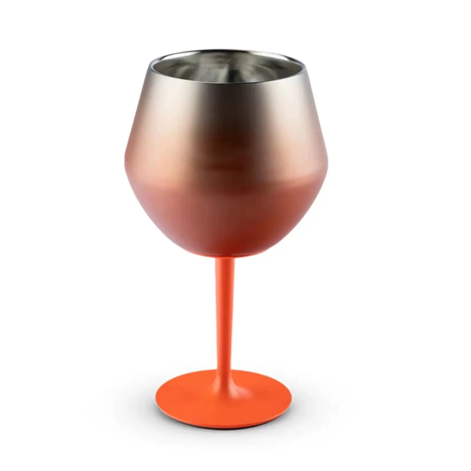 2 Pcs Orange Detachable Stainless Steel Wine Glass - 14oz (420ml) Portable Stemmed Goblet for Outdoors & Travel Wholesale Hub