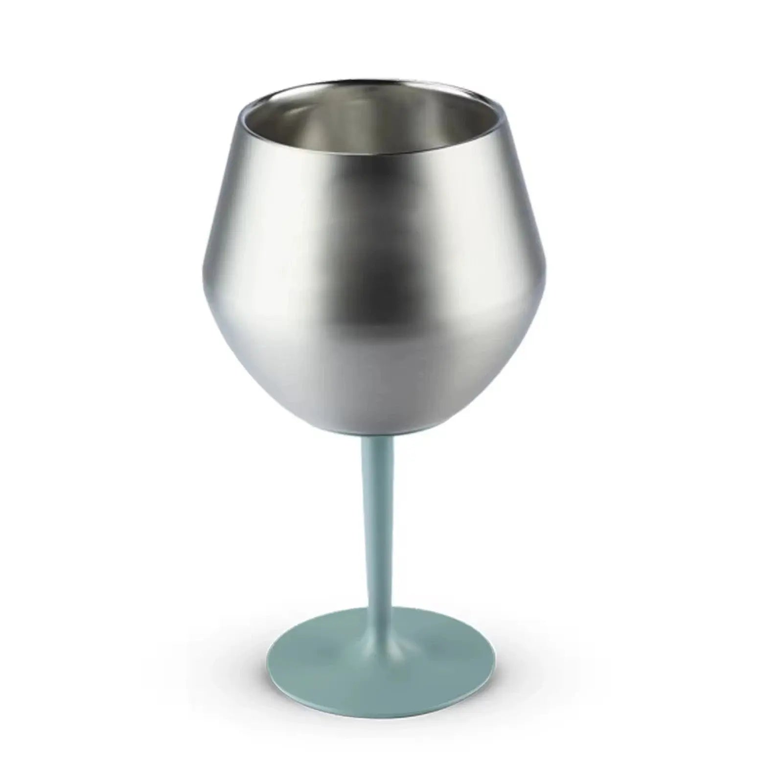 2 Pcs Green and Silver Detachable Stainless Steel Wine Glass - 14oz (420ml) Portable Stemmed Goblet for Outdoors & Travel Wholesale Hub