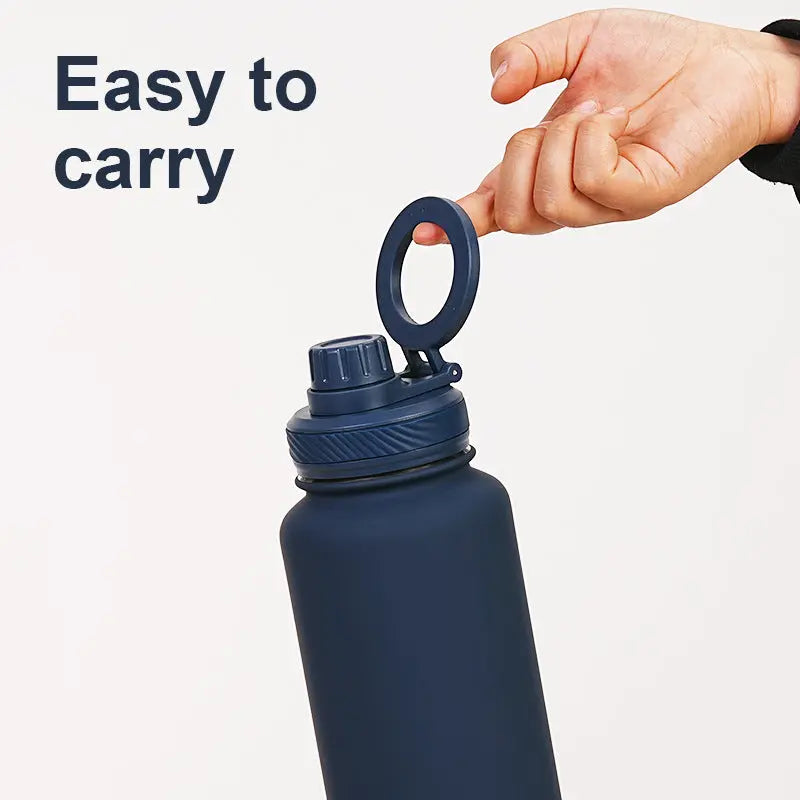 Matcha Green 1L Stainless Steel Water Bottle with Magnetic Phone Holder Lid - Portable Hydration & Hands-Free Stand Wholesale Hub