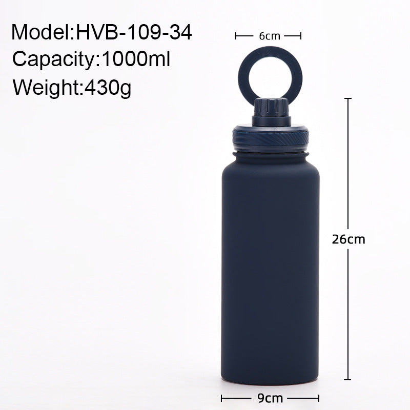 White 1L Stainless Steel Water Bottle with Magnetic Phone Holder Lid - Portable Hydration & Hands-Free Stand Wholesale Hub