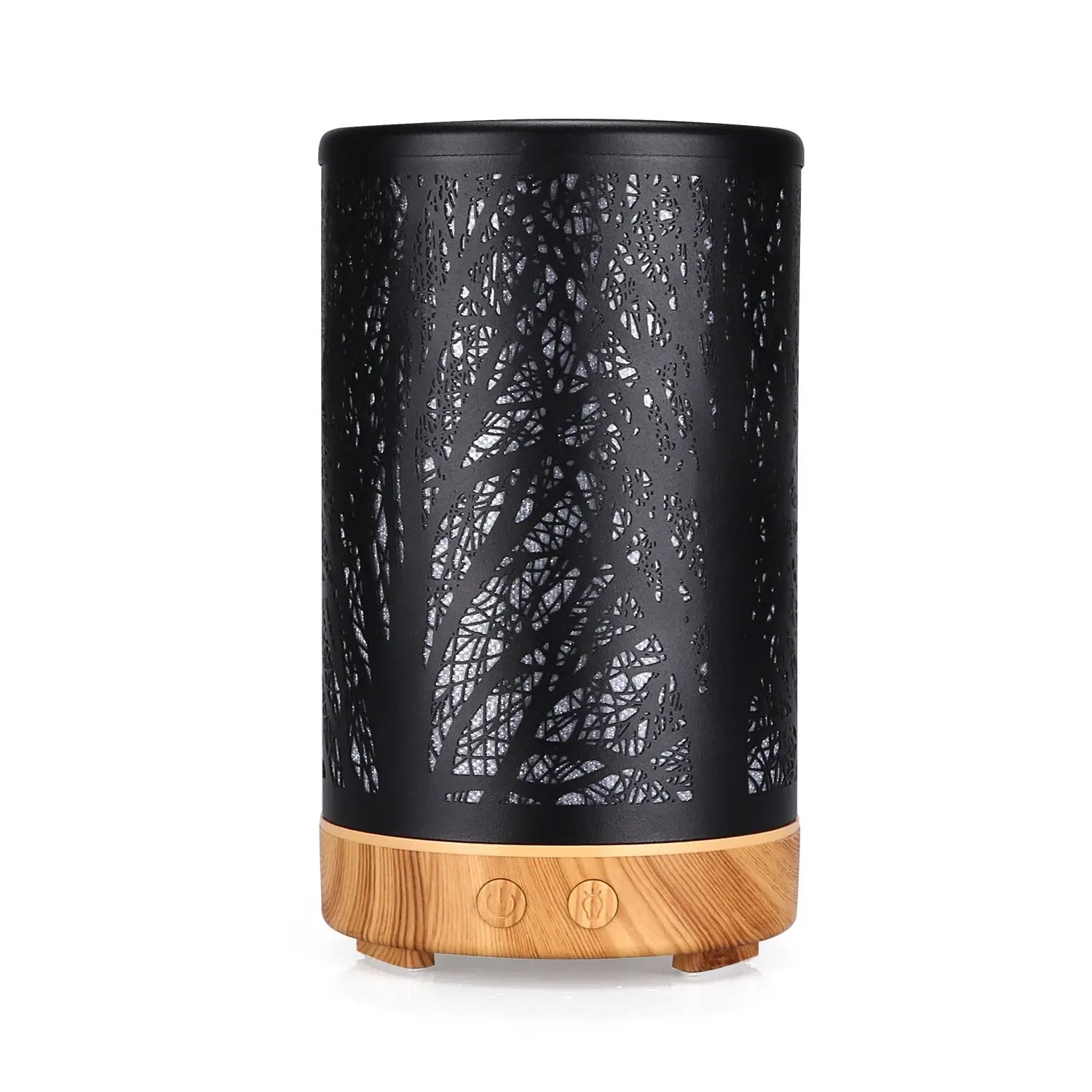 Khaki and Black Forest Design Iron Essential Oil Diffuser - 7 Color LED Ultrasonic Cool Mist Humidifier 100ml Wholesale Hub