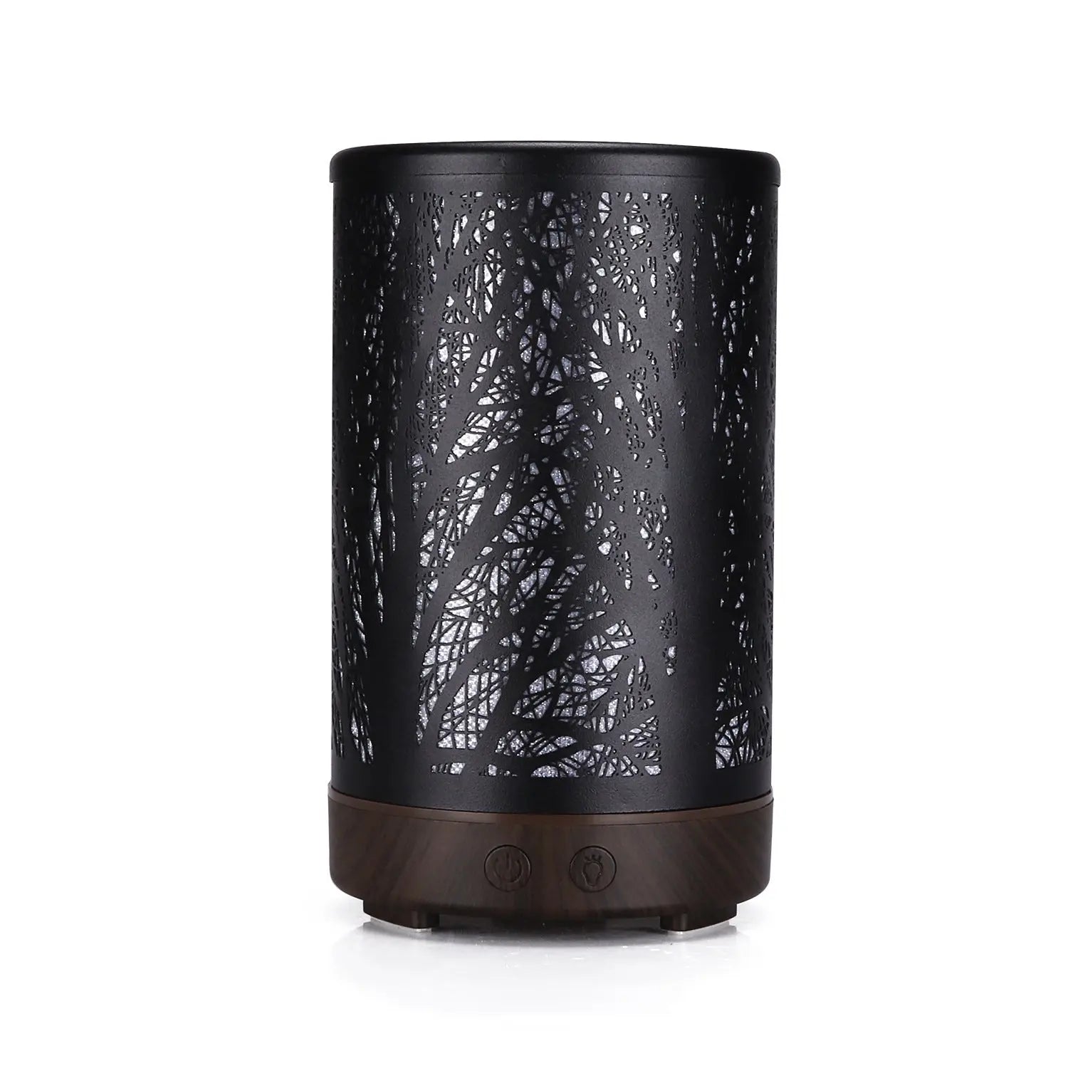 Coffee and Black Forest Design Iron Essential Oil Diffuser - 7 Color LED Ultrasonic Cool Mist Humidifier 100ml Wholesale Hub