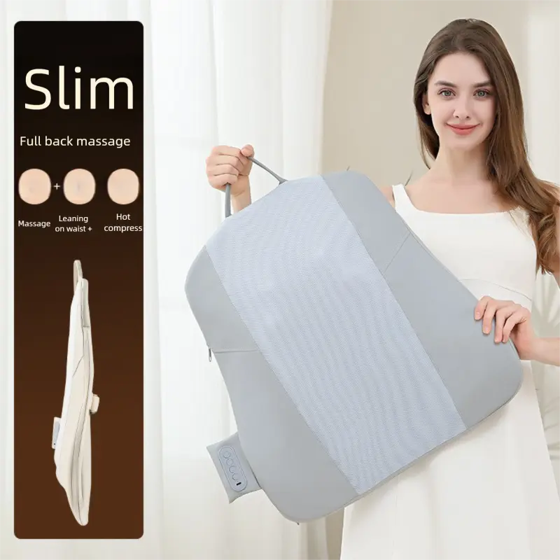 Grey Slim Wireless Shiatsu Back Massager Cushion - Rechargeable Heated Massage Pad for Full Back Relief Wholesale Hub