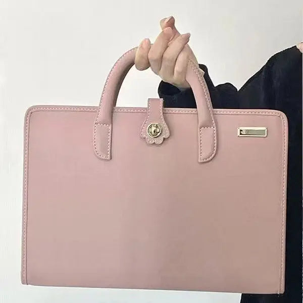 Chic Pink 14-Inch Laptop Handbag - PU Leather Sleeve with Carry Handles & Cooling Vents Wholesale Hub
