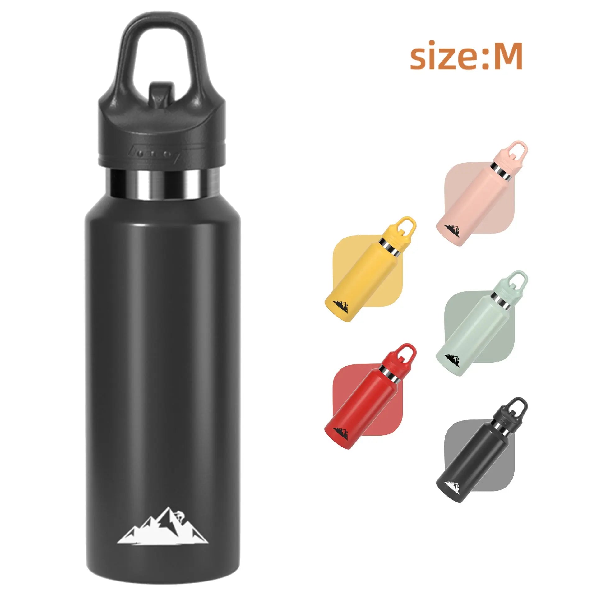 Black 480ml Insulated Stainless Steel Water Bottle - Leakproof One-Click Lid Thermal Flask for Hot & Cold Drinks Wholesale Hub