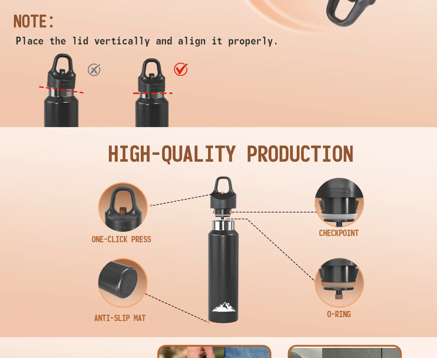 Black 480ml Insulated Stainless Steel Water Bottle - Leakproof One-Click Lid Thermal Flask for Hot & Cold Drinks Wholesale Hub