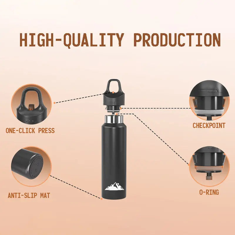Green 680ml Insulated Stainless Steel Water Bottle - Leakproof One-Click Lid Thermal Flask for Hot & Cold Drinks Wholesale Hub