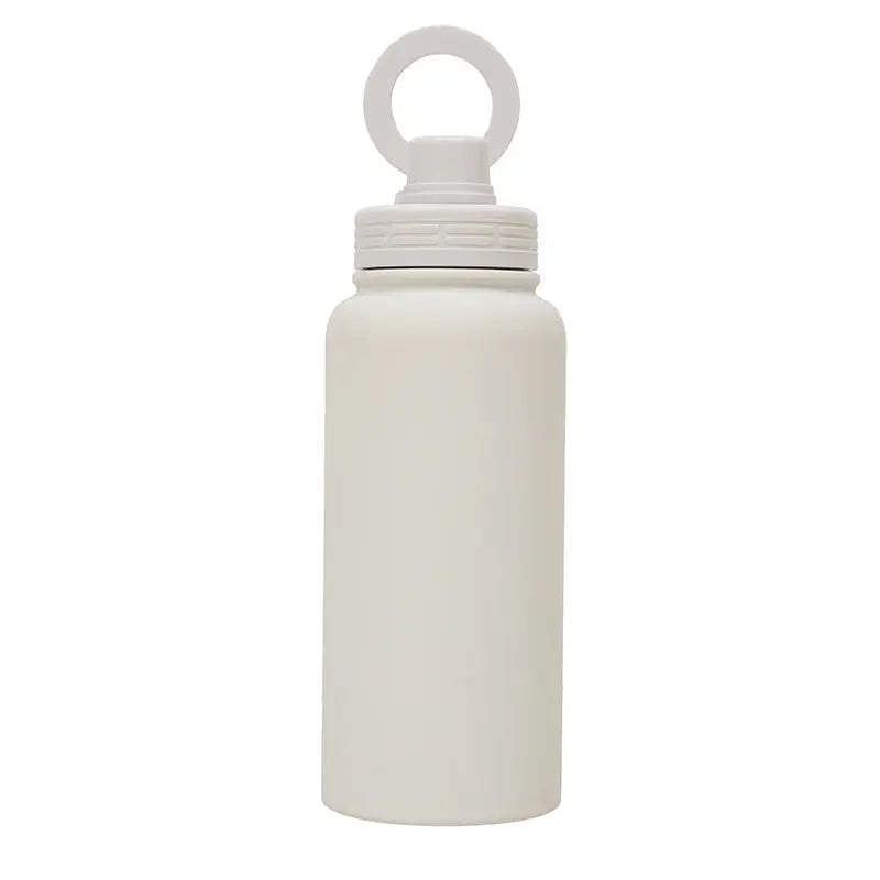 White Premium 35oz Stainless Steel Insulated Sports Bottle with Magnetic Phone Holder Lid Wholesale Hub