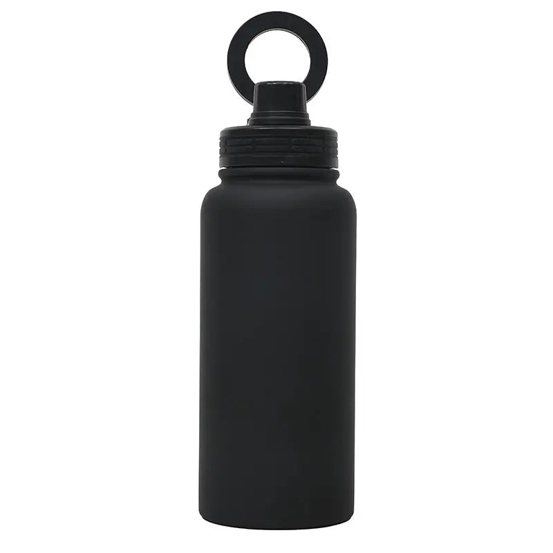Black Premium 35oz Stainless Steel Insulated Sports Bottle with Magnetic Phone Holder Lid Wholesale Hub