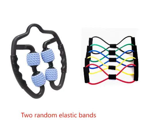 Blue Set of 2 Foam Roller Ring Leg Massagers with 2 Resistance Bands - Muscle Relief Kit Wholesale Hub
