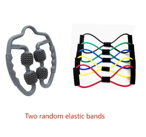 Grey Set of 2 Foam Roller Ring Leg Massagers with 2 Resistance Bands - Muscle Relief Kit Wholesale Hub