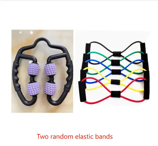 Purple Set of 2 Foam Roller Ring Leg Massagers with 2 Resistance Bands - Muscle Relief Kit Wholesale Hub
