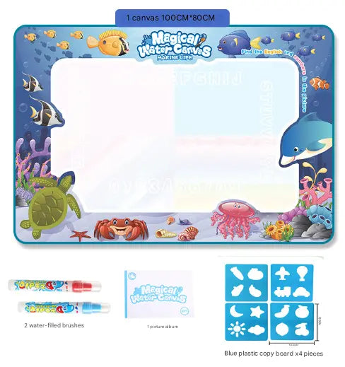 Sea Animals Giant Aqua Magic Doodle Mat 100x80cm - Mess-Free Reusable Water Drawing Pad for Creative Kids Wholesale Hub