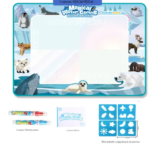 South And North Poles Giant Aqua Magic Doodle Mat 100x80cm - Mess-Free Reusable Water Drawing Pad for Creative Kids Wholesale Hub