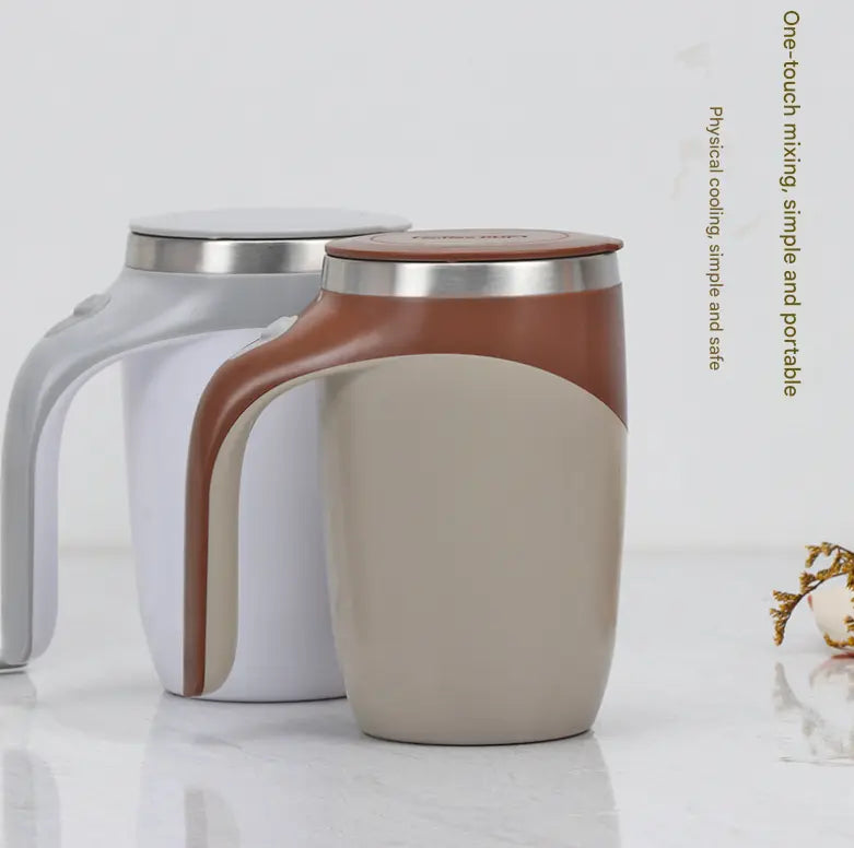 White USB Rechargeable Automatic Stirring Mug - 320ml, Magnetic Mixing Coffee Cup, 12x11x15cm Wholesale Hub
