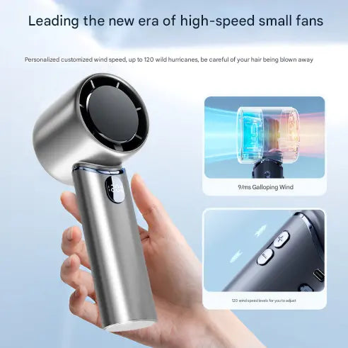 Blue Mini Bladeless Handheld Fan - USB Rechargeable, Quiet Portable Desk Fan Wholesale Hub