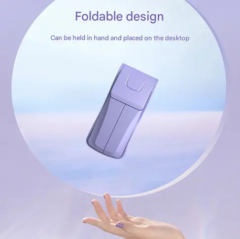 Pink Creative Dual-Head Folding Handheld Fan - USB Rechargeable, 3-Speed Strong Wind, 10.5x4.5x4cm Wholesale Hub
