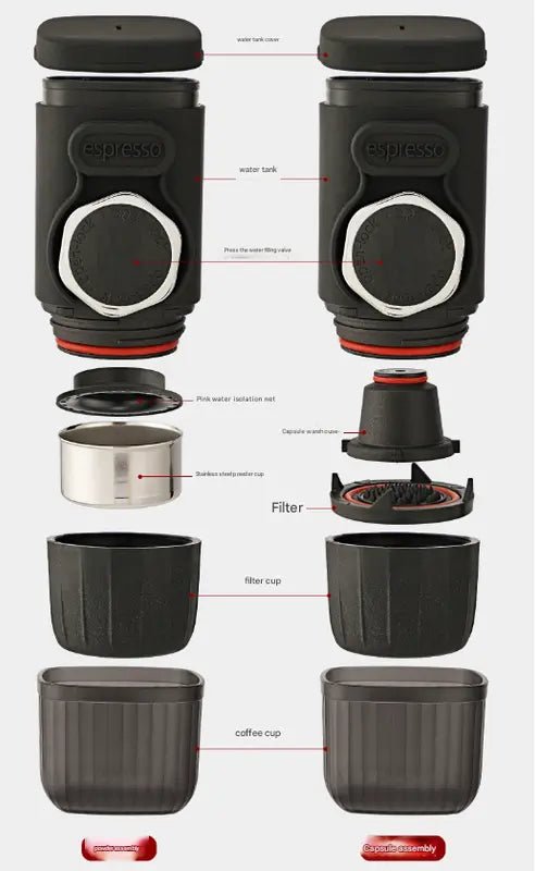 Portable Hand-Press Espresso Maker - Compact Capsule & Powder Coffee Machine Wholesale Hub