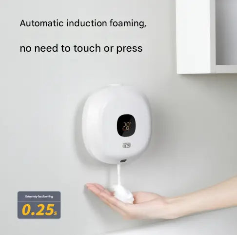 Dark Blue Wall-Mounted No-Drill Automatic Foam Soap Dispenser - Infrared Sensor for Bathroom, 145x145x48mm Wholesale Hub