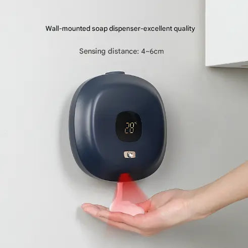 Dark Blue Wall-Mounted No-Drill Automatic Foam Soap Dispenser - Infrared Sensor for Bathroom, 145x145x48mm Wholesale Hub