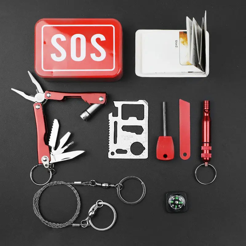 Compact SOS Survival Kit - 194 g Emergency Multi-Tool Set for Outdoor Adventures Wholesale Hub