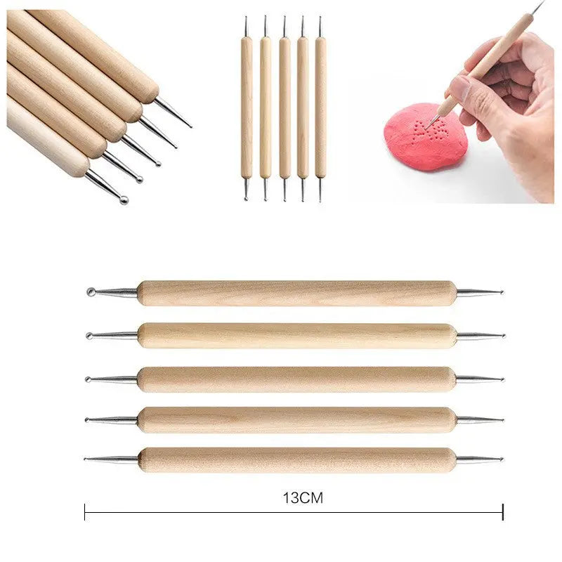 32-Piece Pottery Tool Set with Cloth Bag - DIY Clay Sculpting Kit for Kids Wholesale Hub