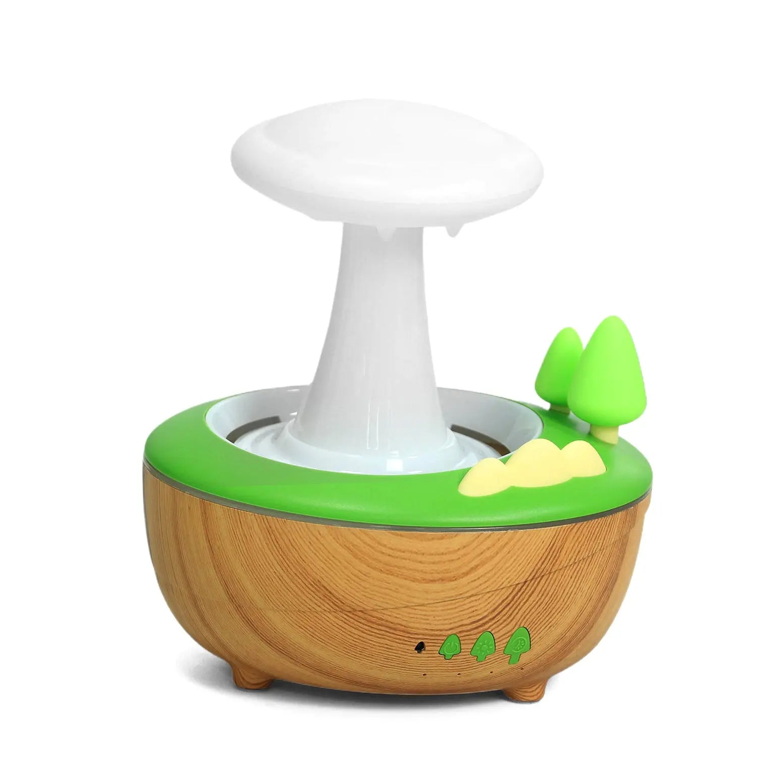 Light Woodgrain Raindrop Mushroom Aroma Diffuser - 280mL Ultrasonic Humidifier with Colorful Lights Wholesale Hub