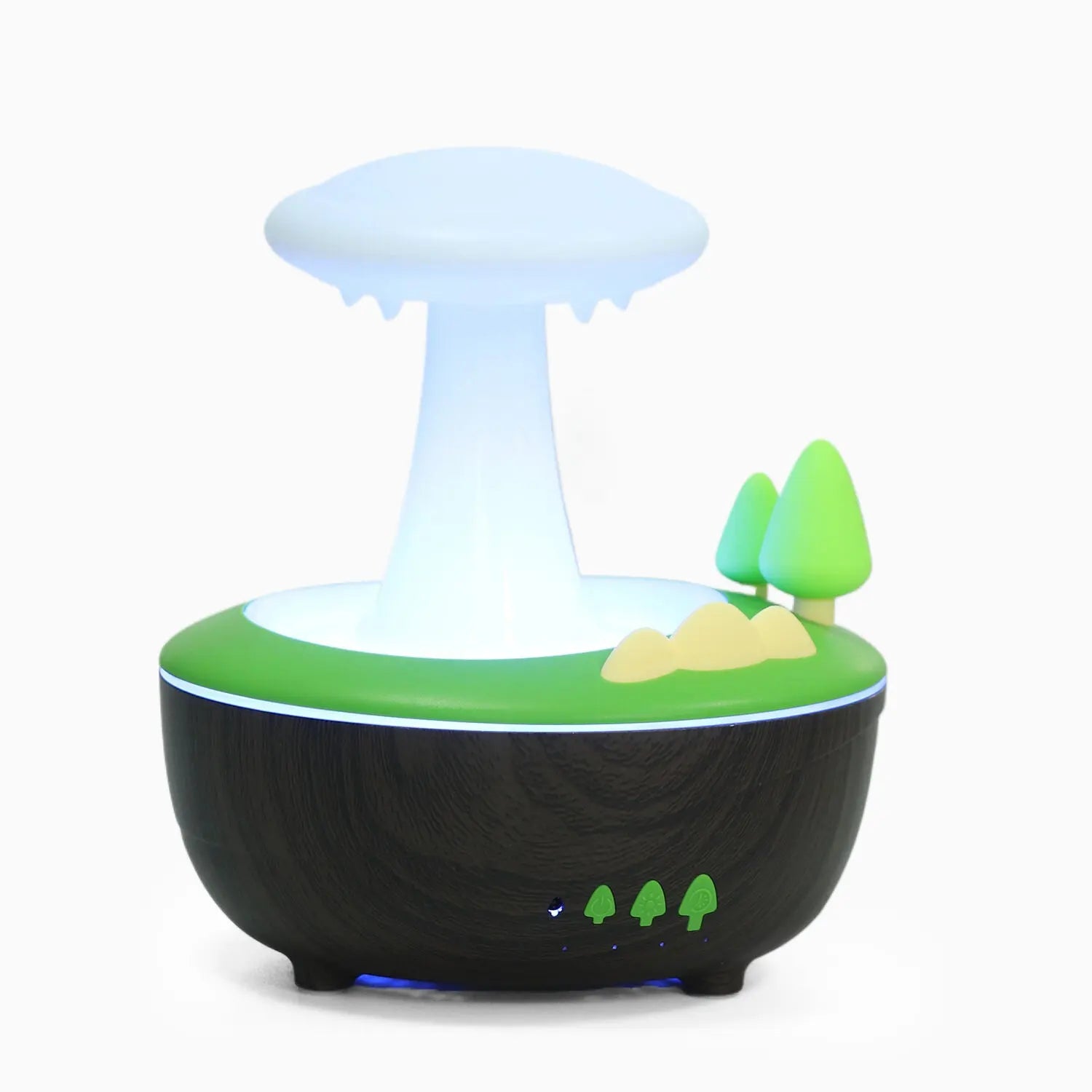 Dark Woodgrain Raindrop Mushroom Aroma Diffuser - 280mL Ultrasonic Humidifier with Colorful Lights Wholesale Hub