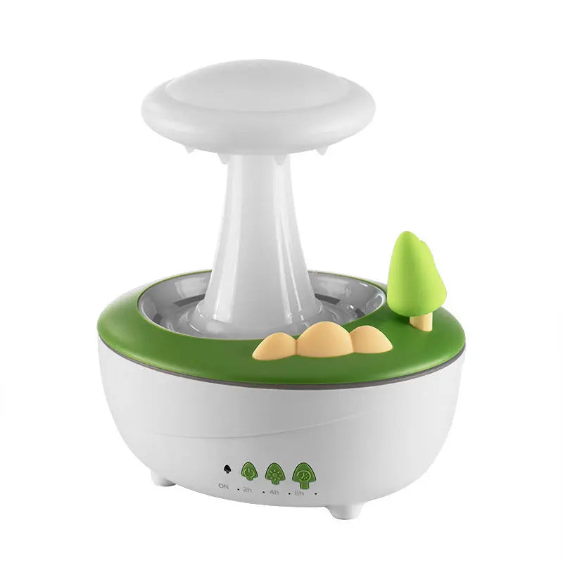 White Woodgrain Raindrop Mushroom Aroma Diffuser - 280mL Ultrasonic Humidifier with Colorful Lights Wholesale Hub