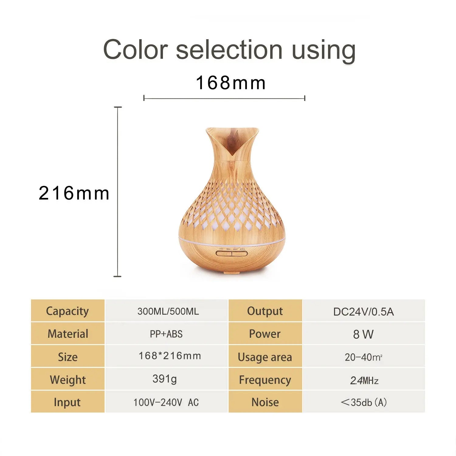 Blue Crack 500ml Wood-Grain Essential Oil Aroma Diffuser with Lattice Design and Humidifier Wholesale Hub