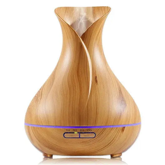 Wood Grain 500ml Wood-Grain Essential Oil Aroma Diffuser with Lattice Design and Humidifier Wholesale Hub