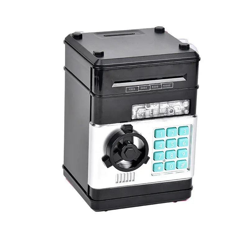 Black Children's Mini Safe Piggy Bank with Fingerprint and Password Lock Wholesale Hub