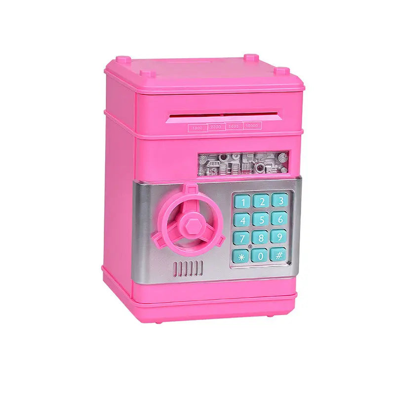 Pink Children's Mini Safe Piggy Bank with Fingerprint and Password Lock Wholesale Hub