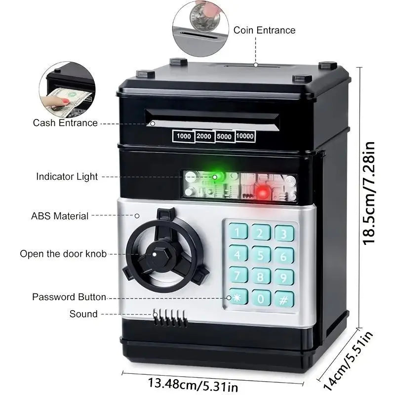Pink Children's Mini Safe Piggy Bank with Fingerprint and Password Lock Wholesale Hub