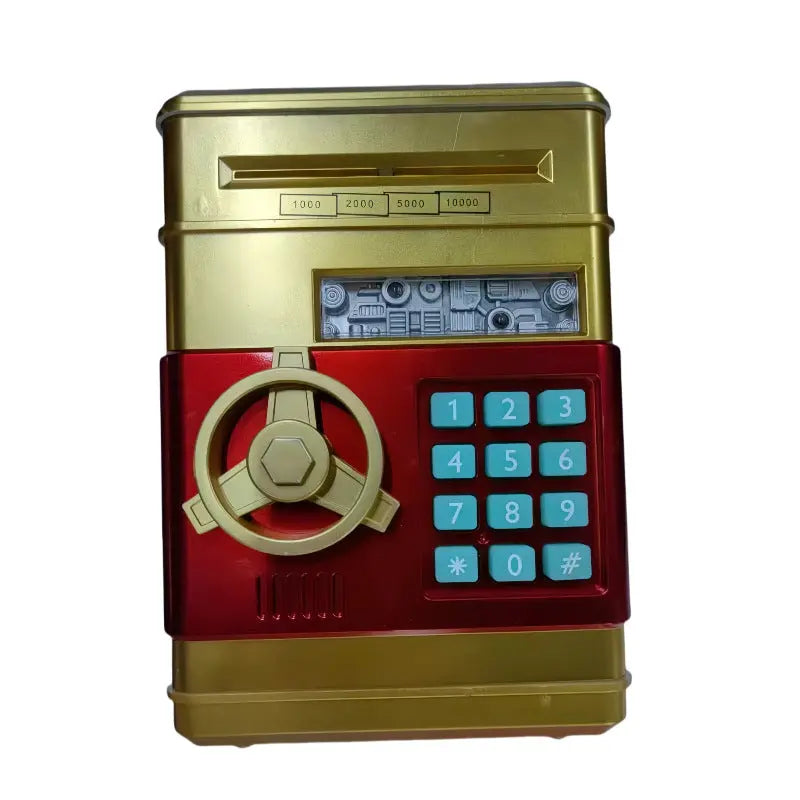Gold Children's Mini Safe Piggy Bank with Fingerprint and Password Lock Wholesale Hub