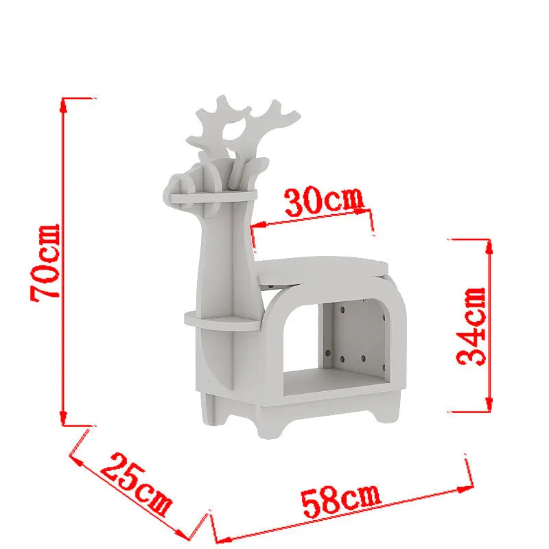 White Small Creative Reindeer-Shaped Solid Wood Bookshelf for Kids Wholesale Hub