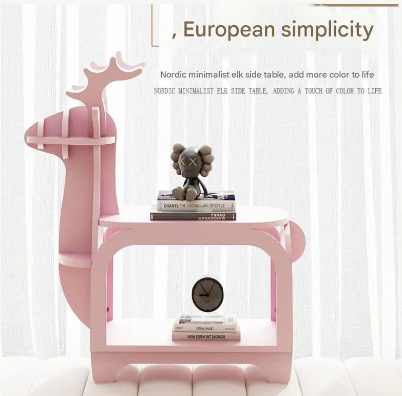 White Small Creative Reindeer-Shaped Solid Wood Bookshelf for Kids Wholesale Hub