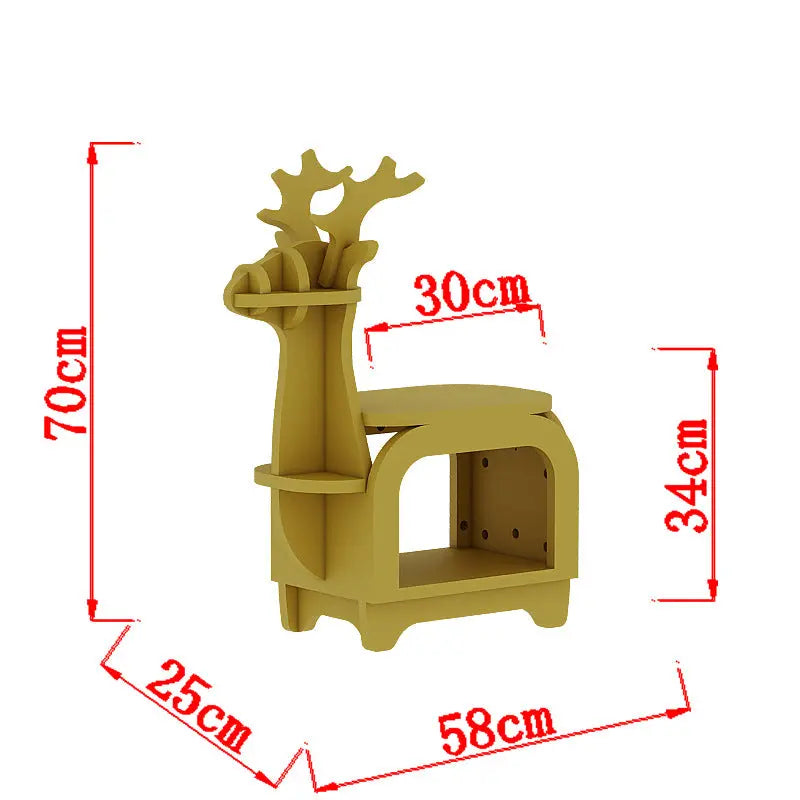 Yellow Small Creative Reindeer-Shaped Solid Wood Bookshelf for Kids Wholesale Hub