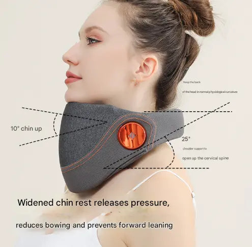 APP Intelligent Voice Grey Multi-Mode Cervical Traction Neck Massager with Heat Therapy Wholesale Hub