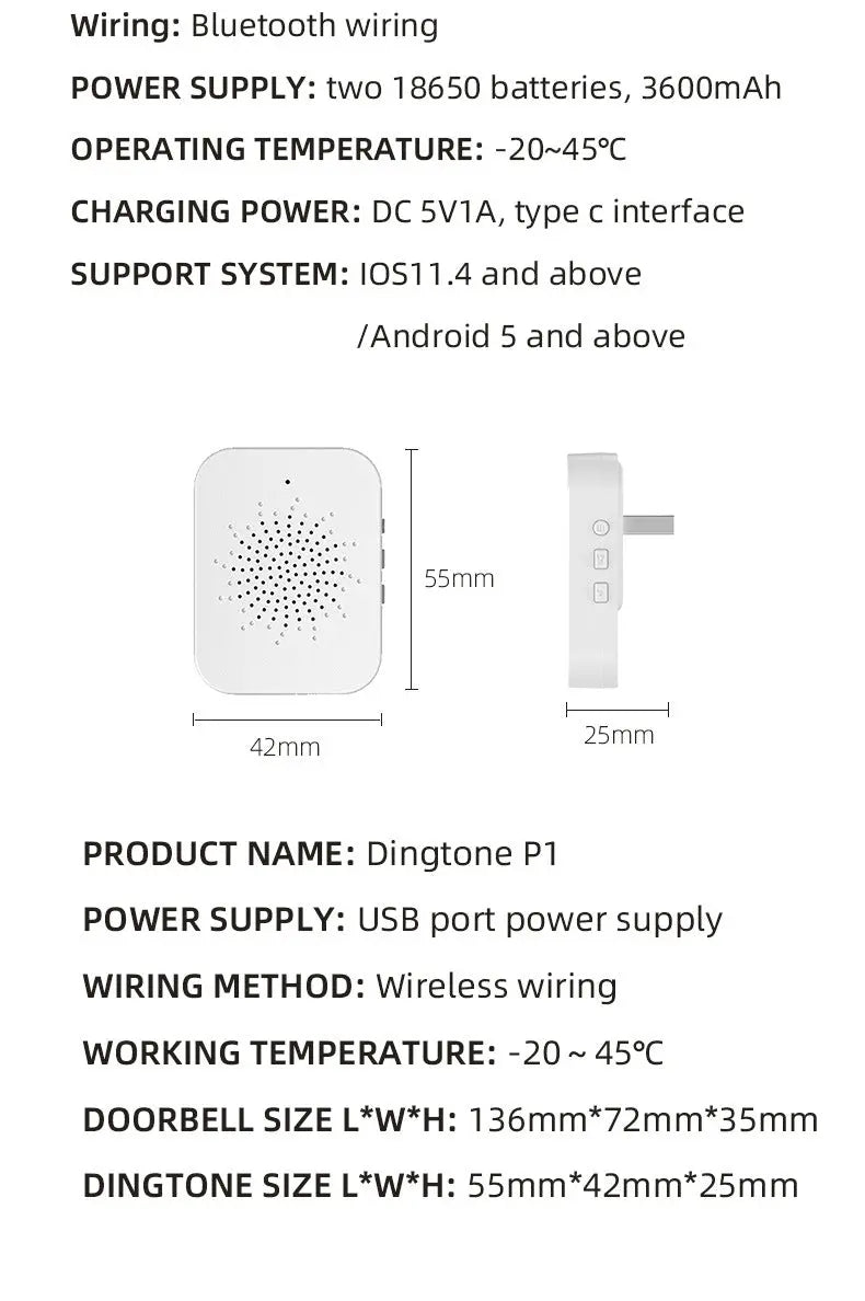 Transparent Rain Cover + Doorbell Combination HD Wireless Video Doorbell with Long-Lasting Battery Wholesale Hub
