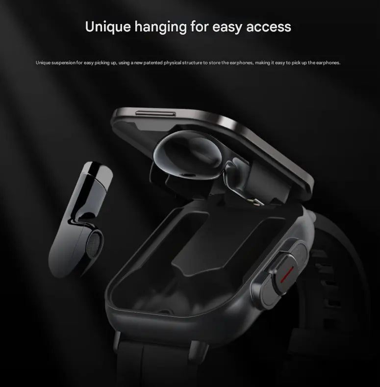Black Steel 2-in-1 Bluetooth Smartwatch with Integrated Earbuds for Sports Wholesale Hub