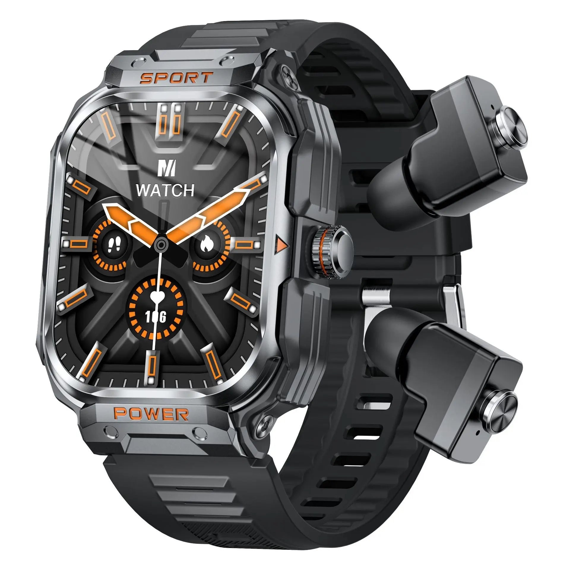 Black 2-in-1 Smartwatch with Earbuds and 2.01-Inch HD Screen for Sports Wholesale Hub