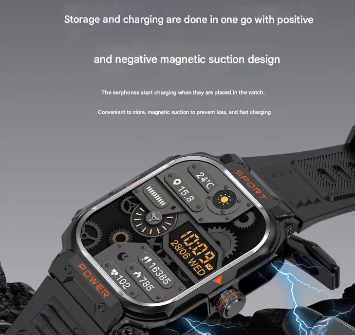 Black 2-in-1 Smartwatch with Earbuds and 2.01-Inch HD Screen for Sports Wholesale Hub