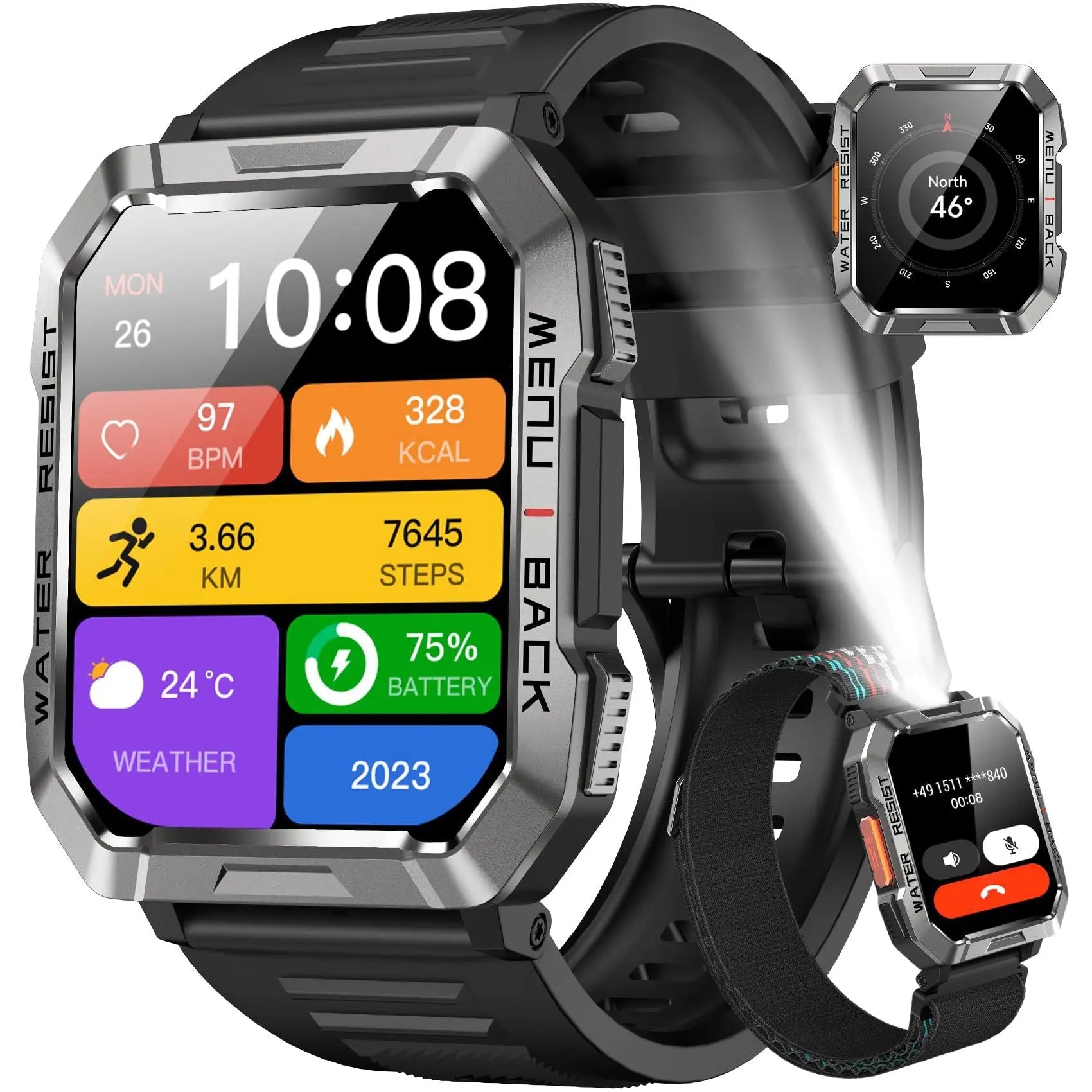 Men's Outdoor Smartwatch with Bluetooth Calling and Flashlight Wholesale Hub