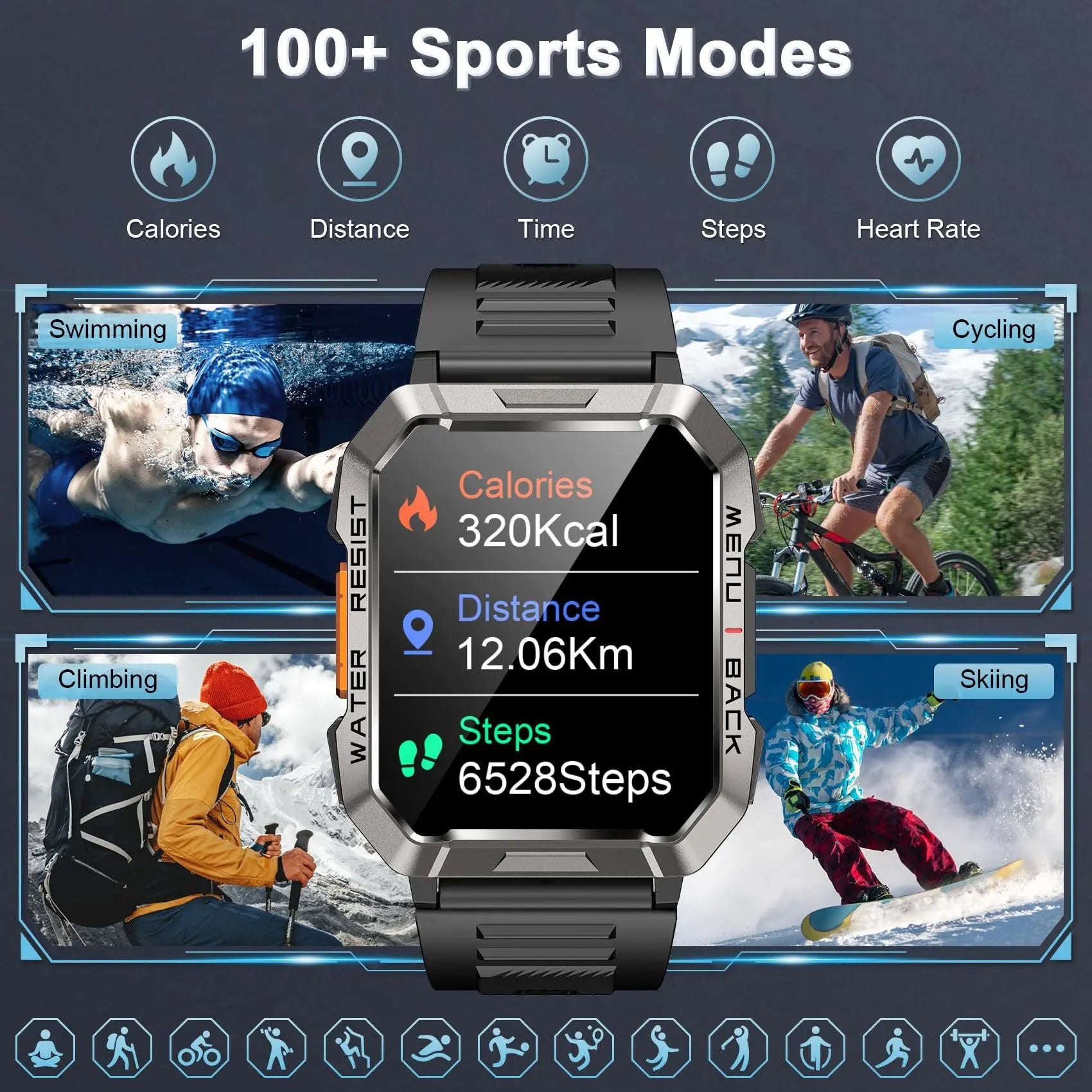 Men's Outdoor Smartwatch with Bluetooth Calling and Flashlight Wholesale Hub