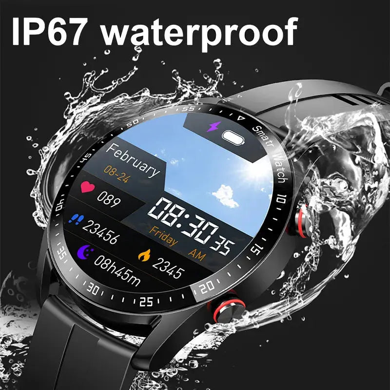 Black Silicone +22MM Black Mitsubishi Steel Strip Business Smartwatch with ECG and PPG Monitoring and Stainless Steel Strap Wholesale Hub