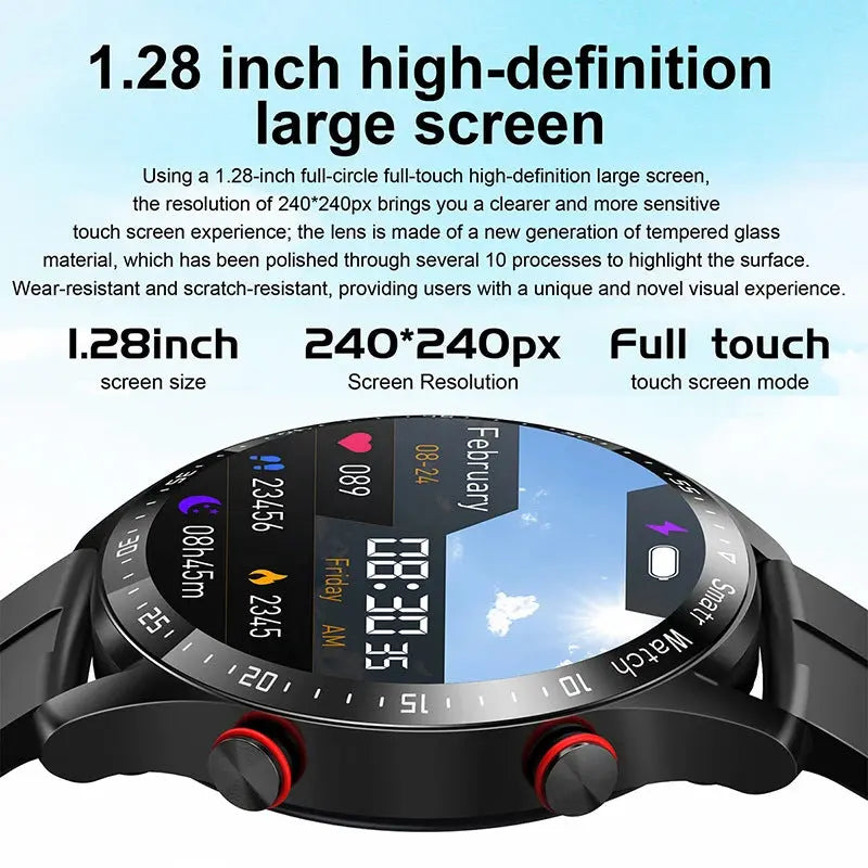 Black Silicone +22MM Black Mitsubishi Steel Strip Business Smartwatch with ECG and PPG Monitoring and Stainless Steel Strap Wholesale Hub