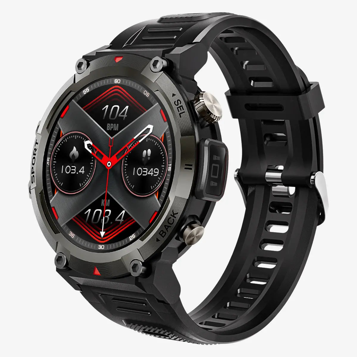 Black Outdoor Smartwatch with 1.45-Inch HD Round Screen and Flashlight Wholesale Hub