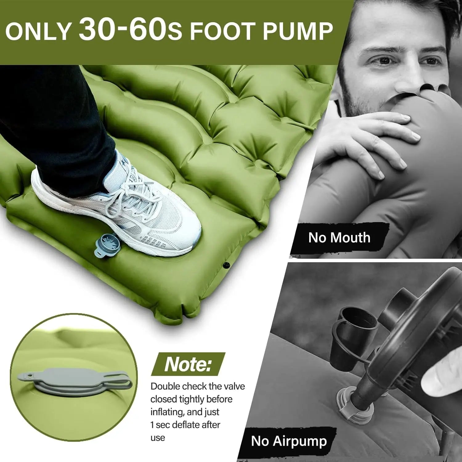 Grey 190cm Ultra-Light Foot Pump Inflatable Camping Sleeping Pad Wholesale Hub